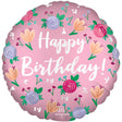Happy Birthday Peony Foil Balloon