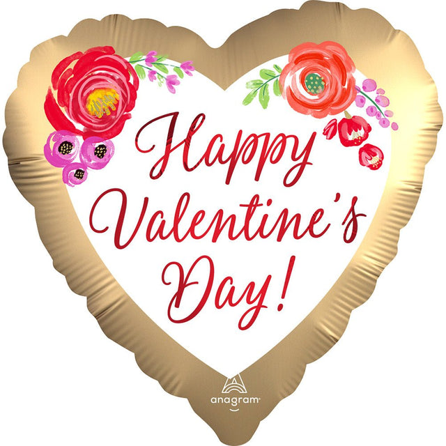 Foil Balloon Happy Valentine's Day Watercolor Floral
