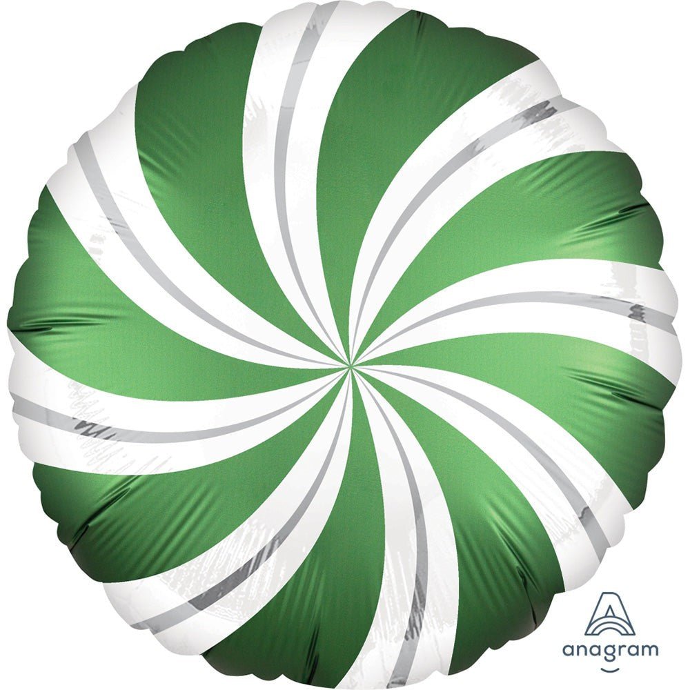 Foil Balloon 18 Inch Satin Infused Emerald Candy Swirls