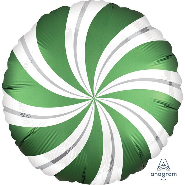 Foil Balloon 18 Inch Satin Infused Emerald Candy Swirls