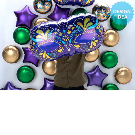 Foil Balloon Mardi Gras Mask 18 Inch