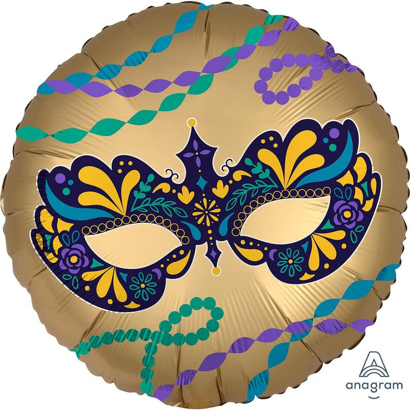 Foil Balloon Mardi Gras Mask 18 Inch