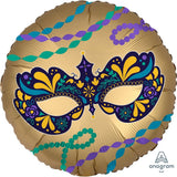 Foil Balloon Mardi Gras Mask 18 Inch