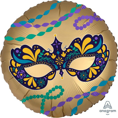 Foil Balloon Mardi Gras Mask 18 Inch