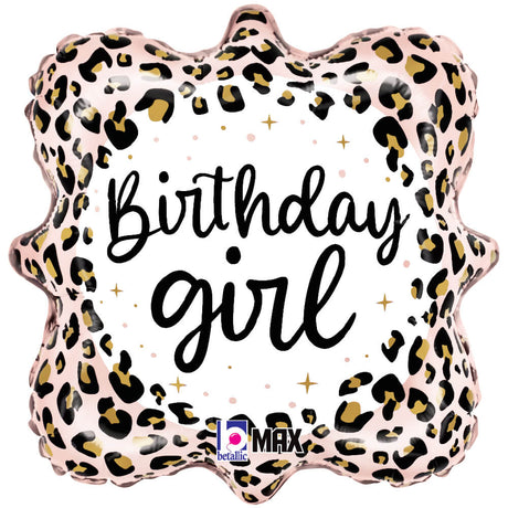 Foil Balloon Girls Satin Leopard Birthday