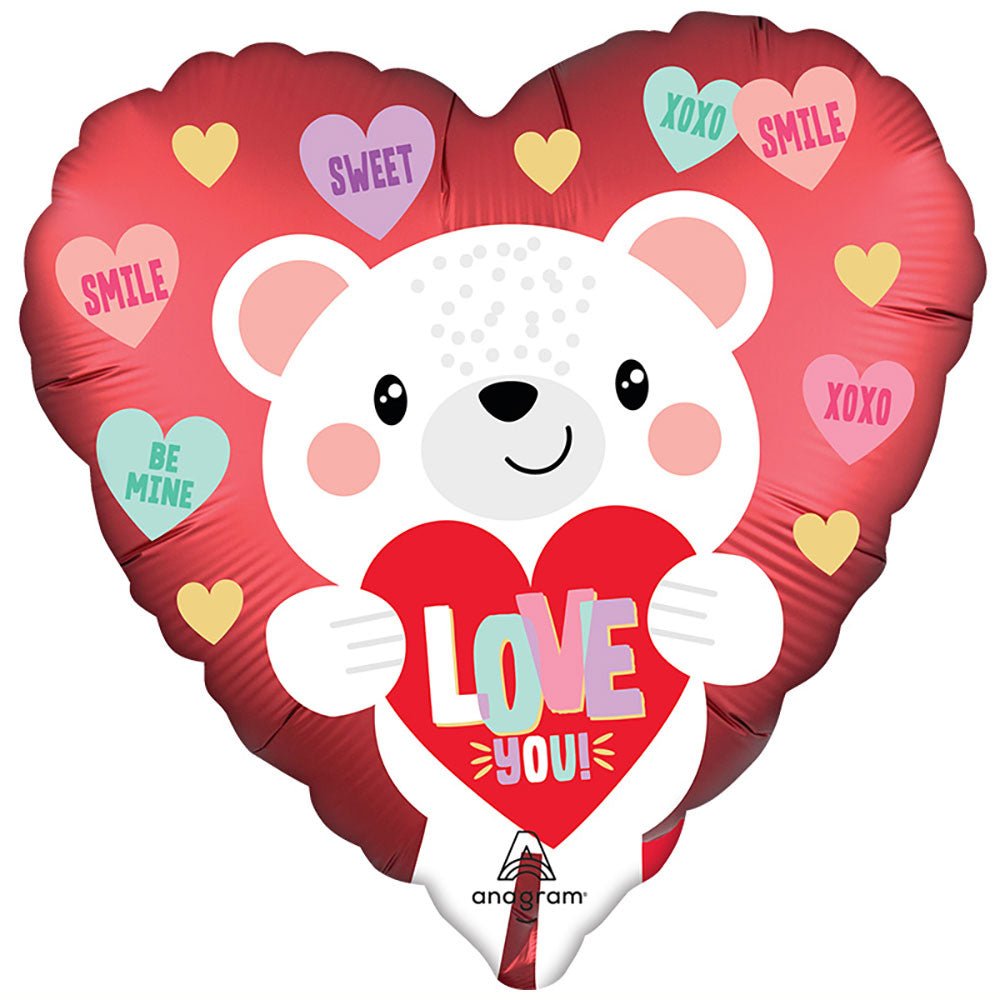 Foil Balloon Satin Love You White Bear