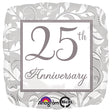 Anniversary Foil Balloon 18 Inch Silver Elegant Scroll