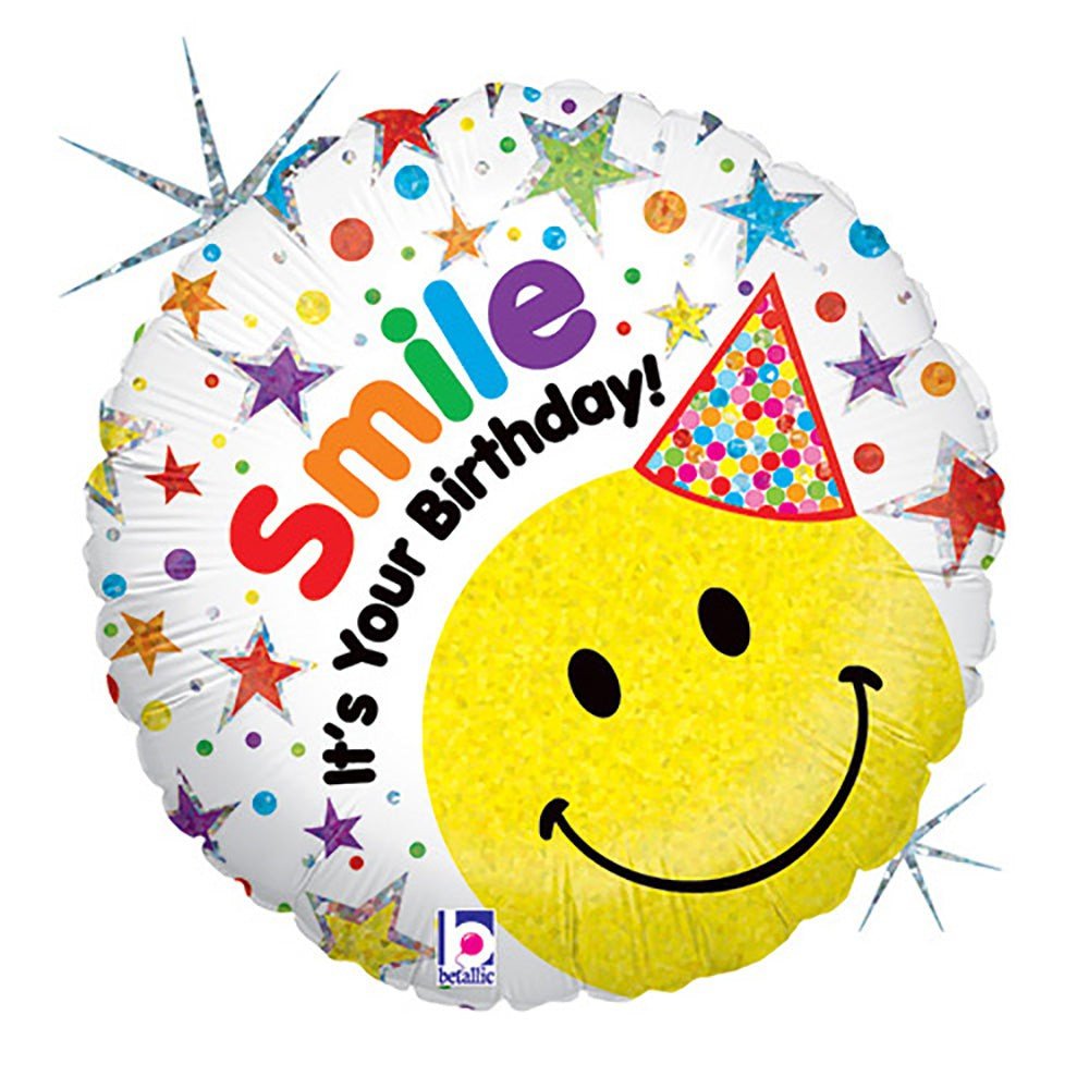 Foil Balloon Smiley Birthday Hat