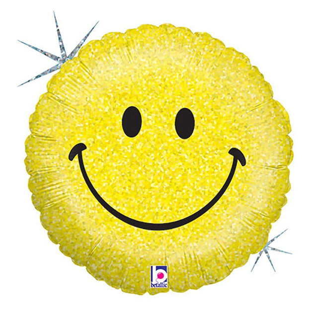 Foil Balloon Smiley Face Holographic 18 Inch
