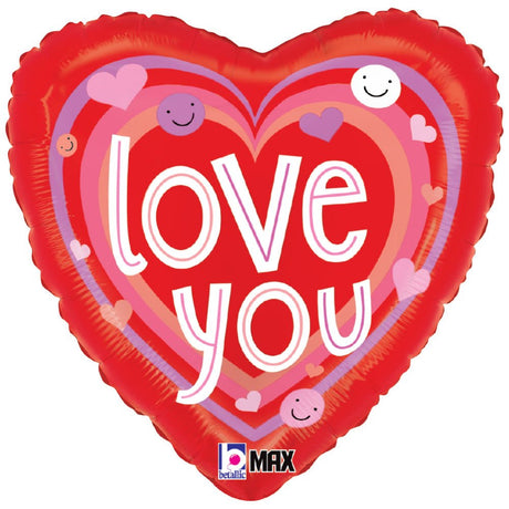 Foil Balloon Smiley Love Hearts 18 Inch