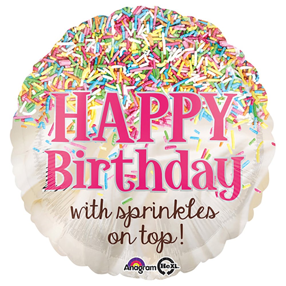 Birthday Foil Balloon 18 Inch Sprinkles On Top