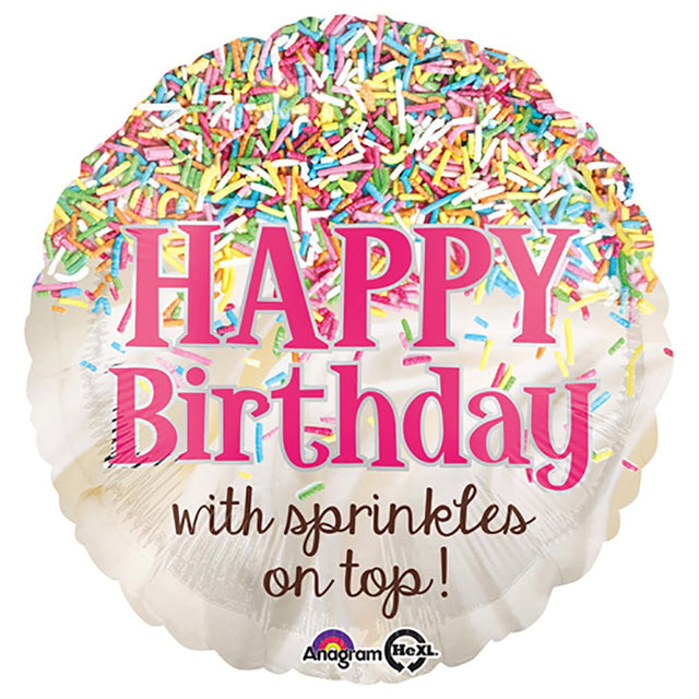 Birthday Foil Balloon 18 Inch Sprinkles On Top
