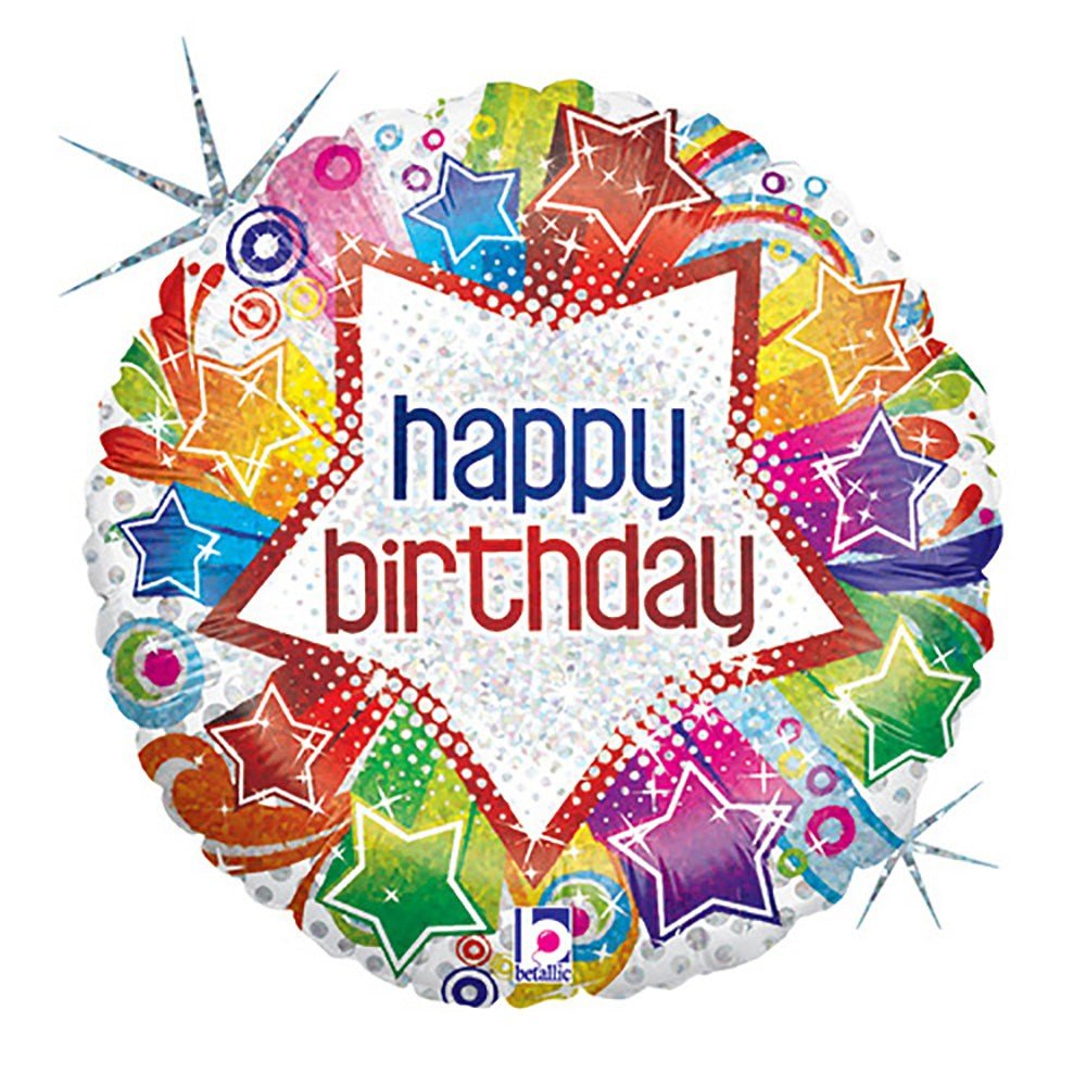 Foil Balloon 18 Inch Starburst Birthday