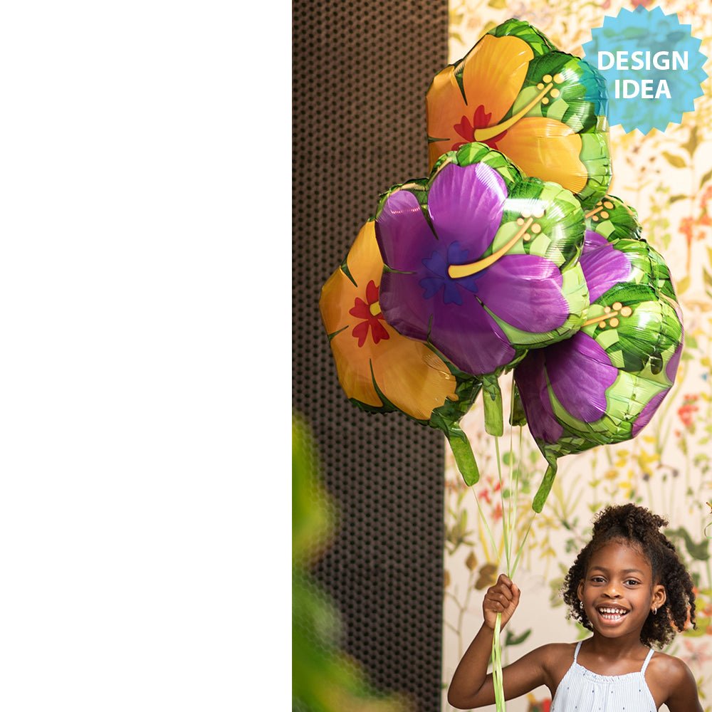 Foil Balloon Summer Orange & Purple Hibiscus
