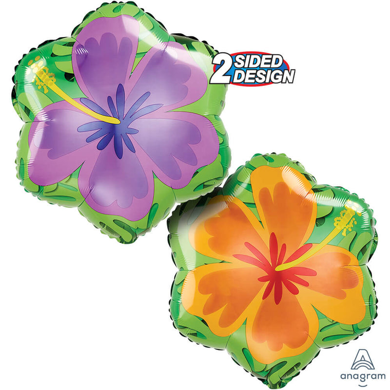 Foil Balloon Summer Orange & Purple Hibiscus