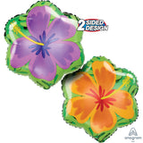Foil Balloon Summer Orange & Purple Hibiscus