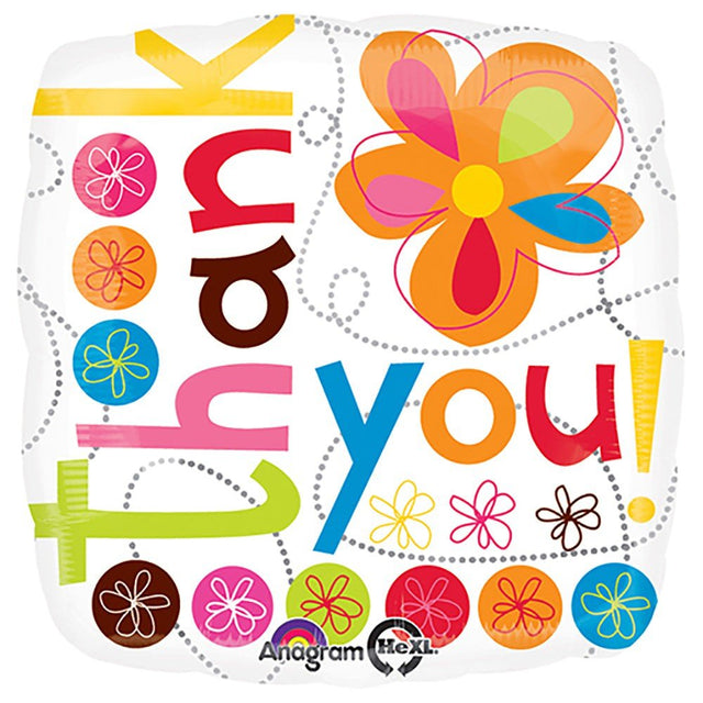 Foil Balloon Thank You Colorful Flowers 18 Inch