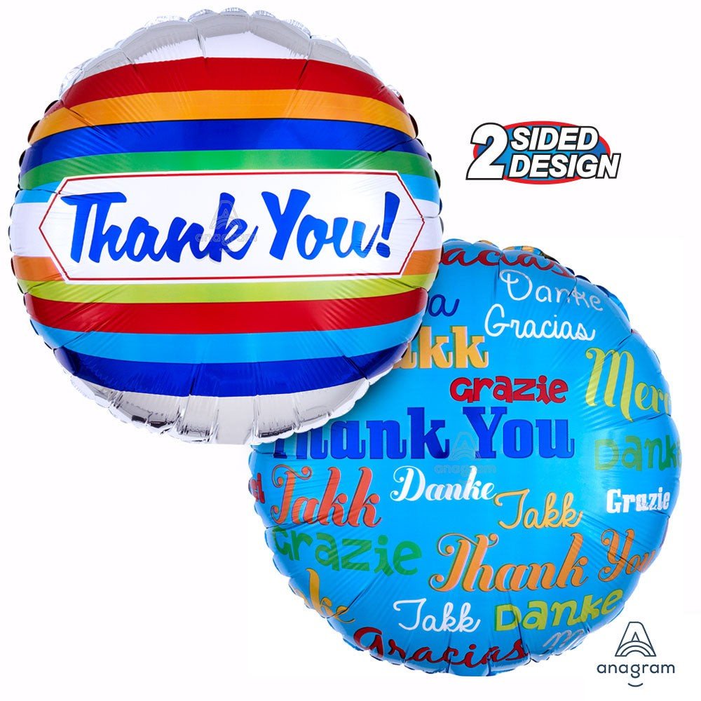 Foil Balloon 18 Inch Thank You Stripes