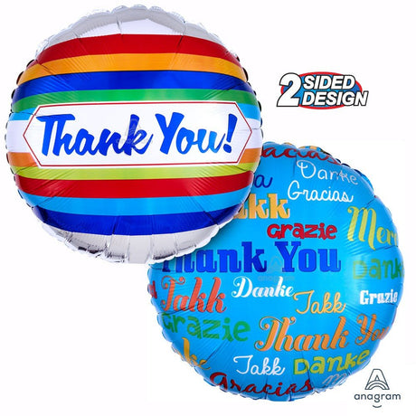 Foil Balloon 18 Inch Thank You Stripes
