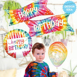 Foil Balloon Tie-Dye Cake Birthday