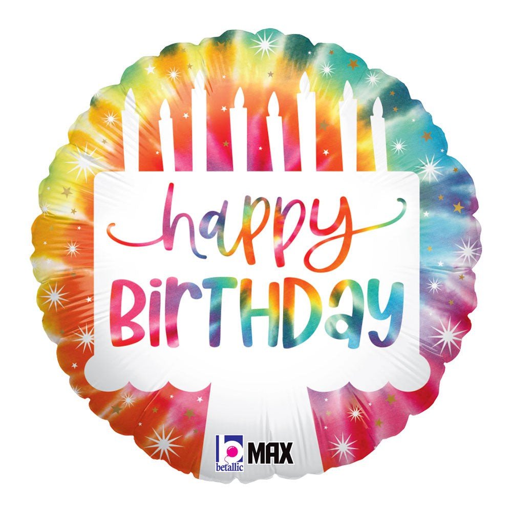Foil Balloon Tie-Dye Cake Birthday