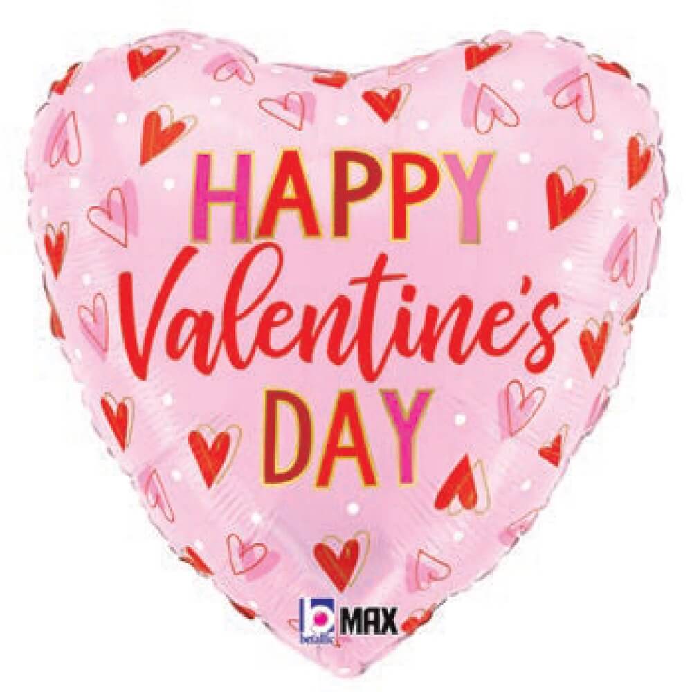 Valentine Hearts Foil Balloon 18 Inch