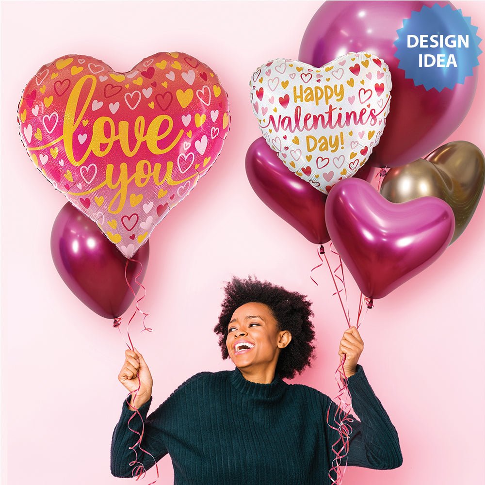 Foil Balloon Valentine Ombre Hearts Holographic 18 Inch