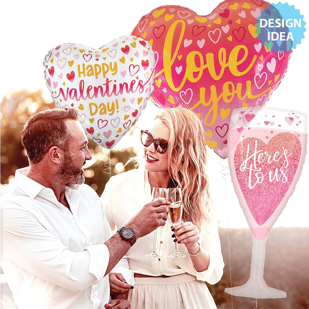 Foil Balloon Valentine Ombre Hearts Holographic 18 Inch