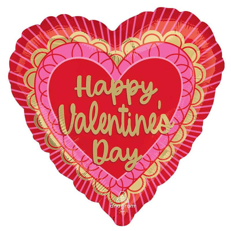 Valentine Foil Balloon Scalloped Sweethearts 18 Inch