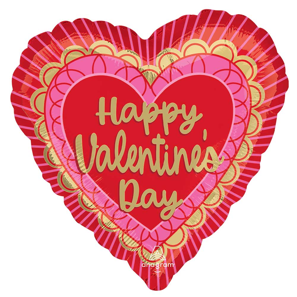 Valentine Foil Balloon Scalloped Sweethearts 18 Inch