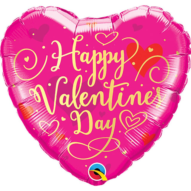 18 Inch Valentine's Day Gold Script Foil Balloon