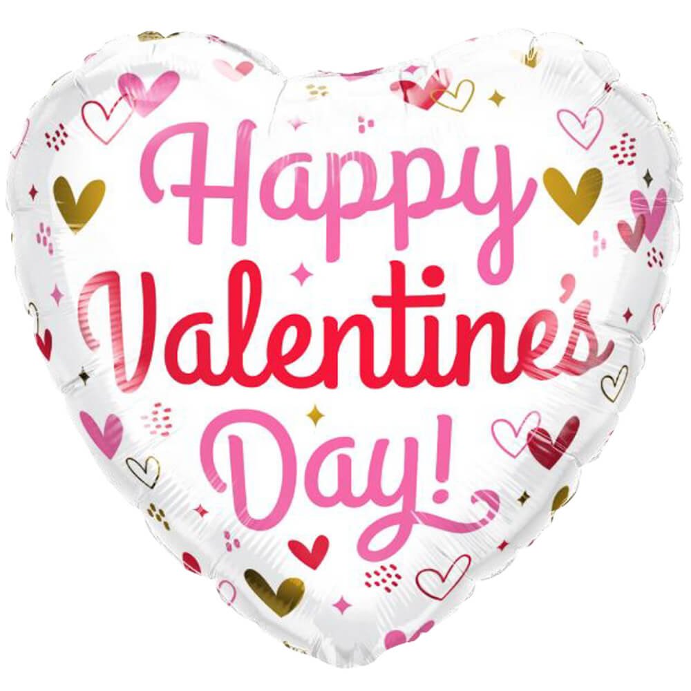 Foil Balloon Valentine's Hearts & Speckles