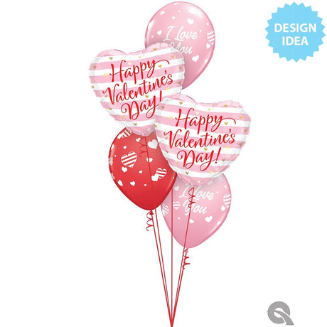 Foil Balloon Valentine's Pink Stripes 18 Inch