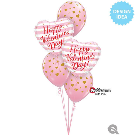 Foil Balloon Valentine's Pink Stripes 18 Inch