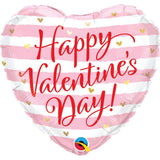 Foil Balloon Valentine's Pink Stripes 18 Inch