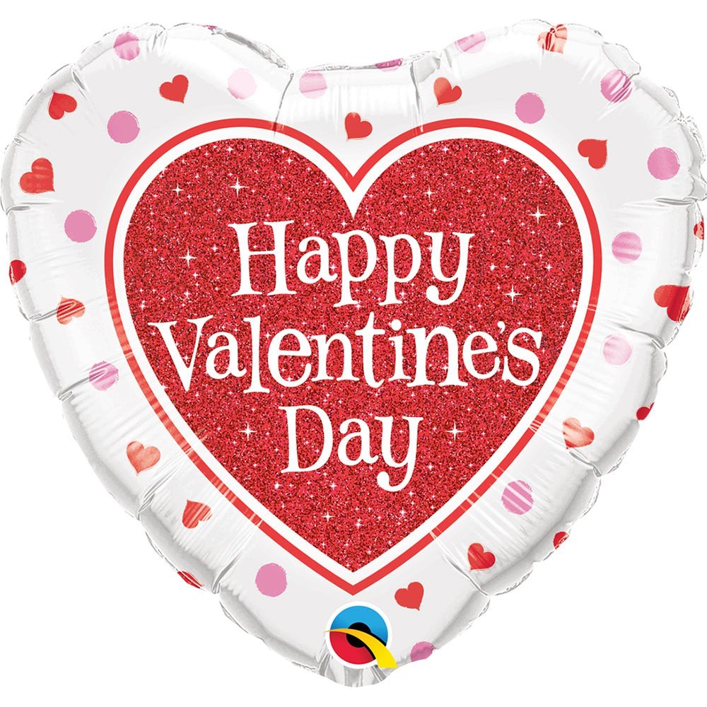 Heart Foil Balloon Valentine's Red Glitter
