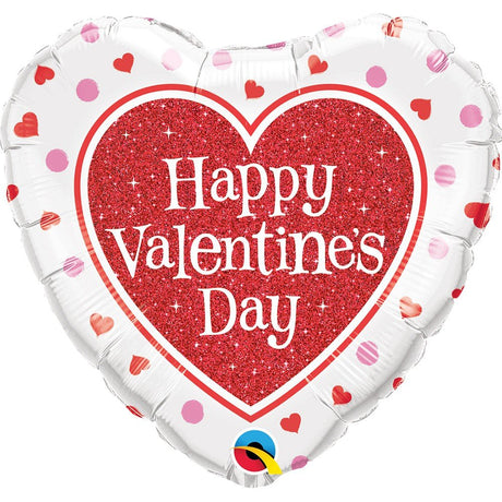 Heart Foil Balloon Valentine's Red Glitter