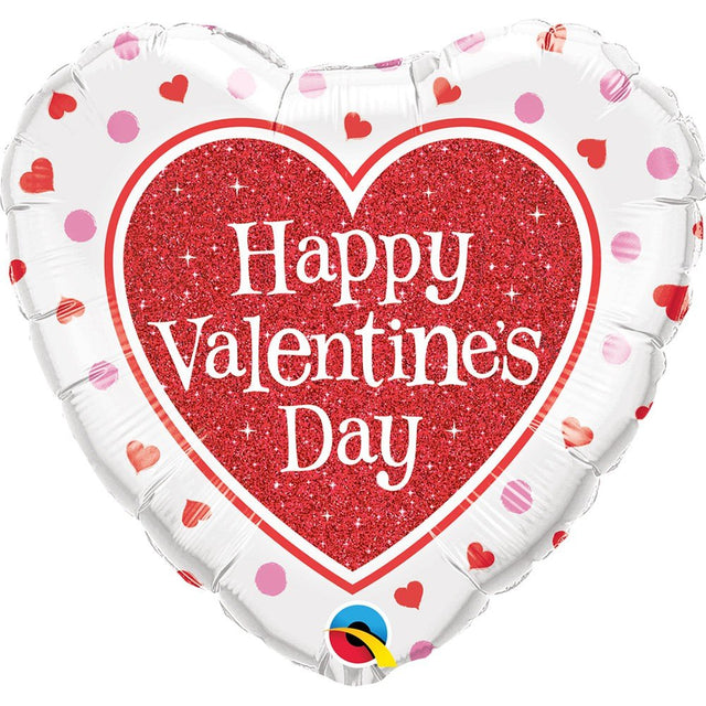 Heart Foil Balloon Valentine's Red Glitter