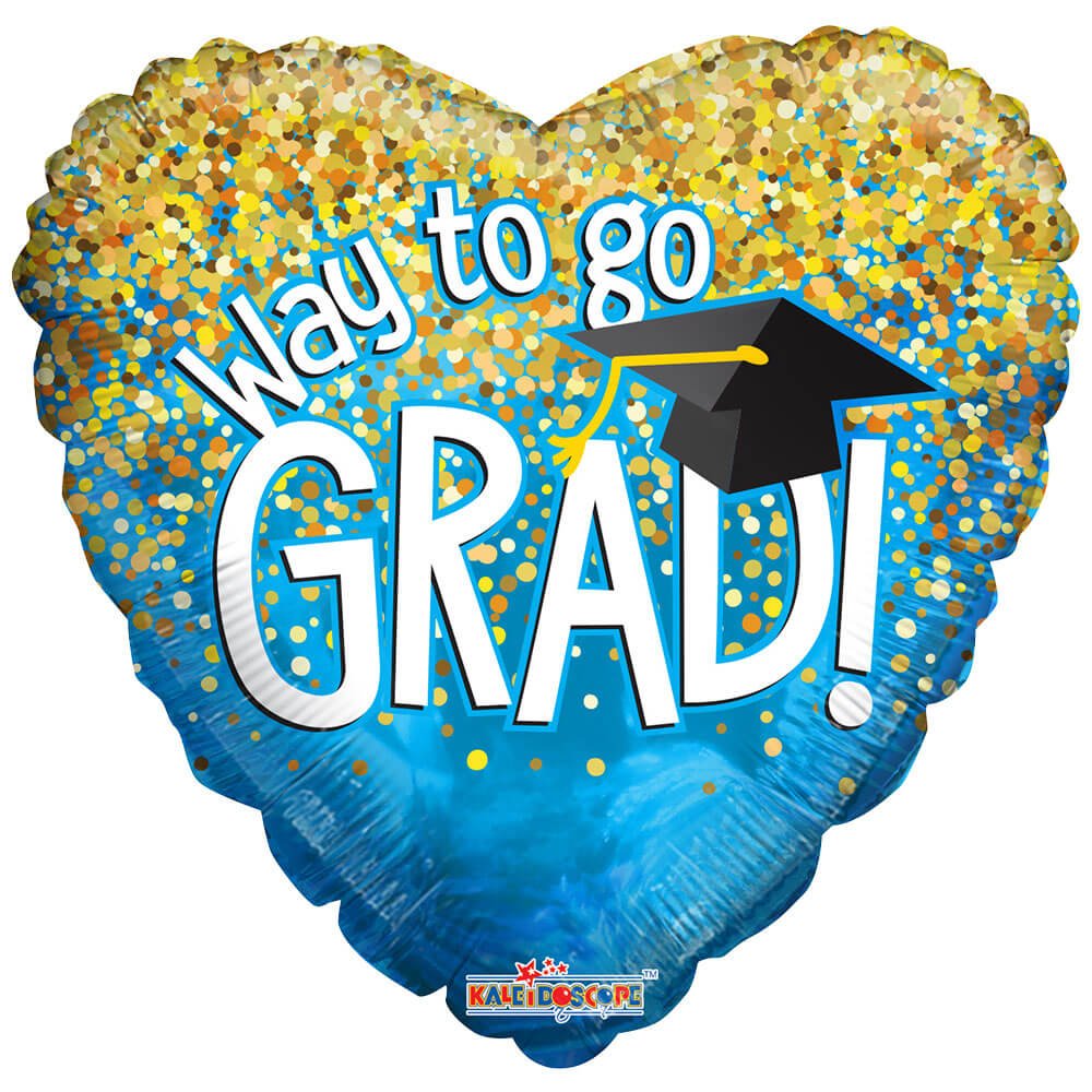 Graduation Foil Balloon Blue Heart