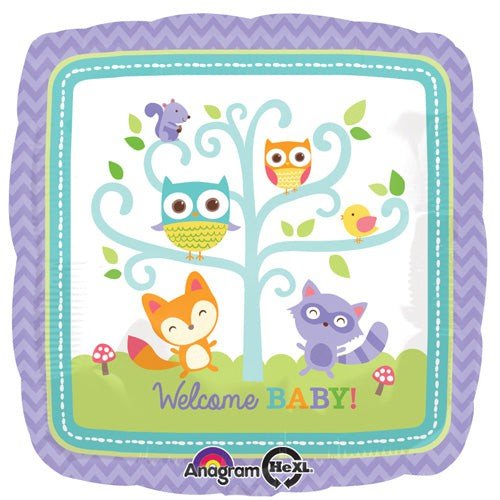 18 Inch Welcome Baby Woodland Foil Balloon