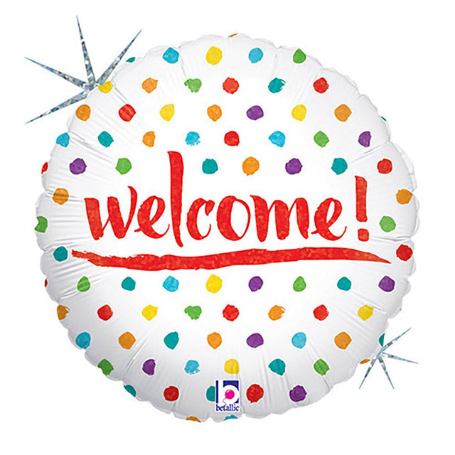 Foil Balloon Welcome Dots 18 Inch