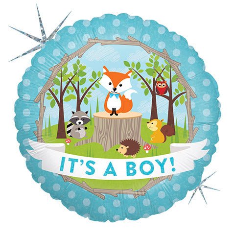 Foil Balloon Woodland Baby Boy 18 Inch