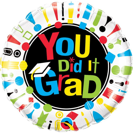 Graduation Foil Balloon 18 Inch You Did It Grad