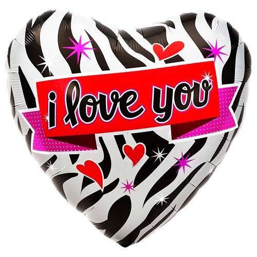 Foil Balloon Zebra Love 18 Inch