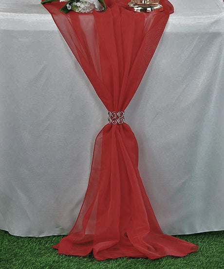 Extra Long Chiffon Wedding Table Runner Polyester Fabric - 18" Wide, 120" Long, 180" Long, Multiple Colors (1 Piece)