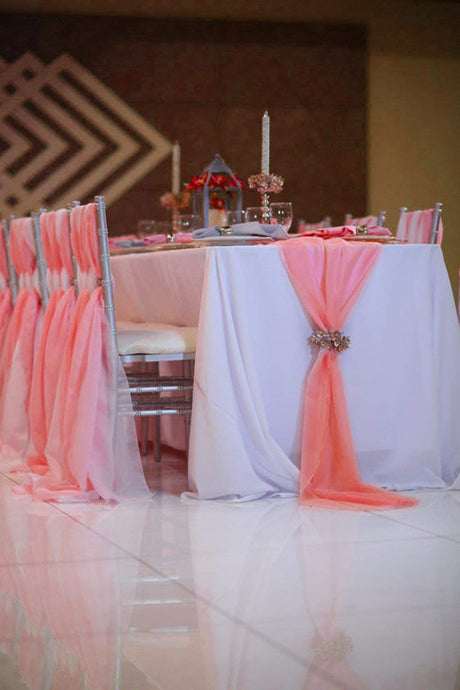 Extra Long Chiffon Wedding Table Runner Polyester Fabric - 18" Wide, 120" Long, 180" Long, Multiple Colors (1 Piece)