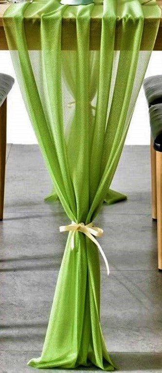 Extra Long Chiffon Wedding Table Runner Polyester Fabric - 18" Wide, 120" Long, 180" Long, Multiple Colors (1 Piece)
