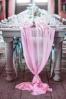 Extra Long Chiffon Wedding Table Runner Polyester Fabric - 18" Wide, 120" Long, 180" Long, Multiple Colors (1 Piece)