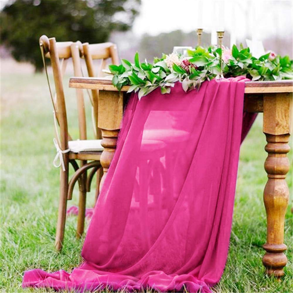 Extra Long Chiffon Wedding Table Runner Polyester Fabric - 18" Wide, 120" Long, 180" Long, Multiple Colors (1 Piece)