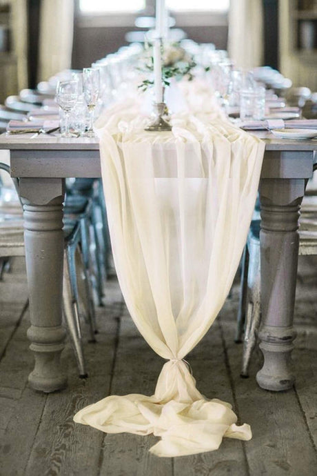 Extra Long Chiffon Wedding Table Runner Polyester Fabric - 18" Wide, 120" Long, 180" Long, Multiple Colors (1 Piece)